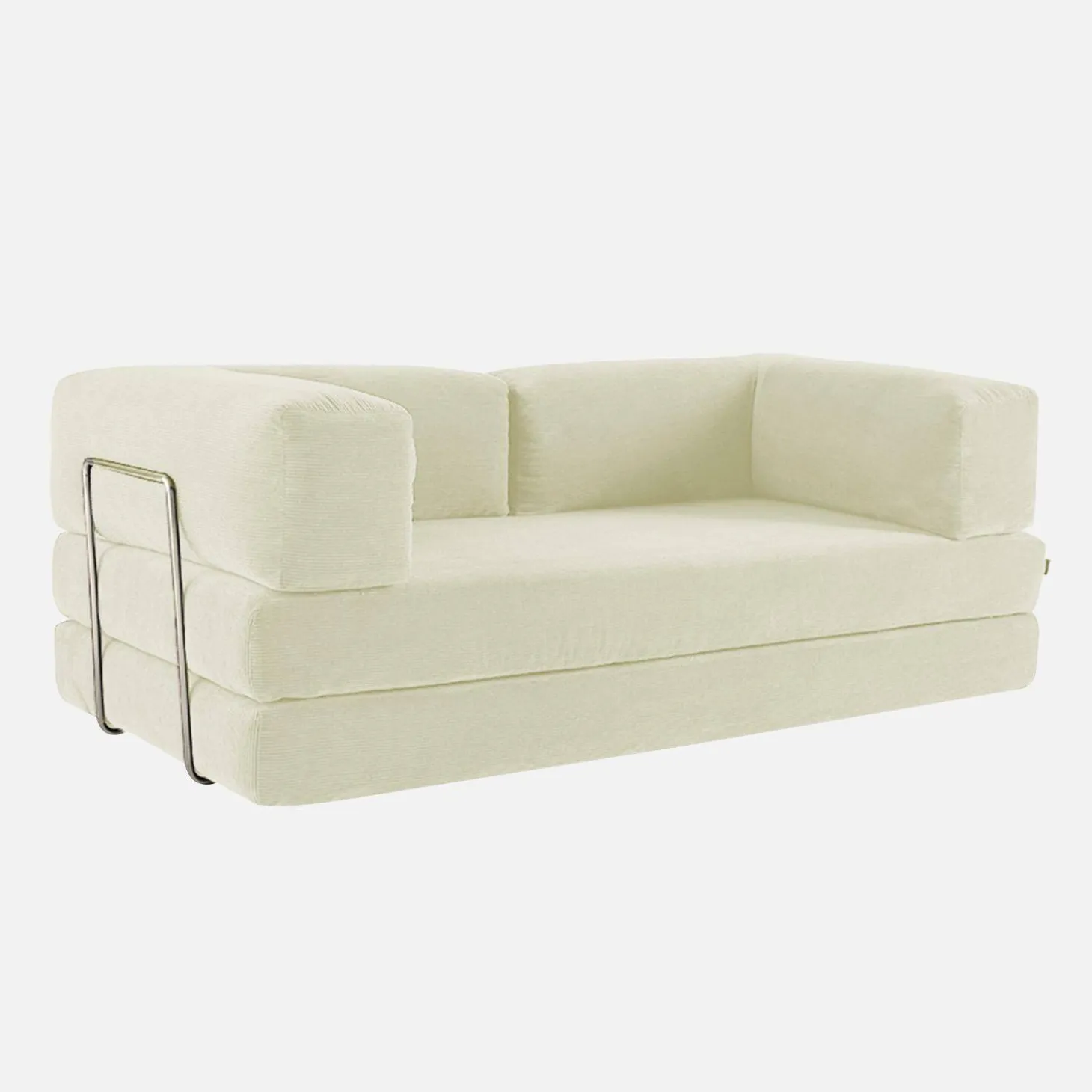 3-Sitzer-Schlafsofa im Vintage-Stil mit Cordbezug und verchromtem Außengestell