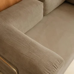 3-Sitzer-Schlafsofa im Vintage-Stil mit Cordbezug und verchromtem Außengestell