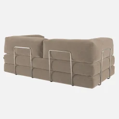 3-Sitzer-Schlafsofa im Vintage-Stil mit Cordbezug und verchromtem Außengestell