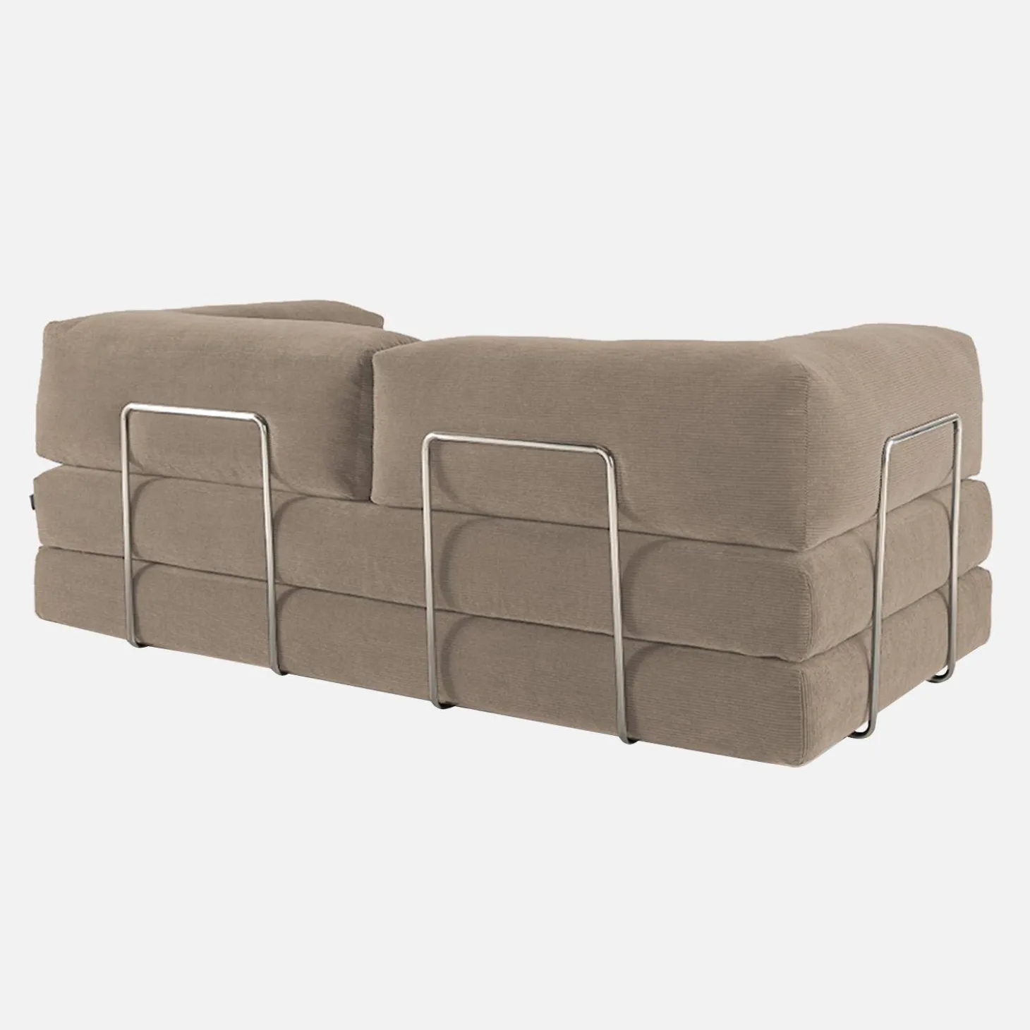 3-Sitzer-Schlafsofa im Vintage-Stil mit Cordbezug und verchromtem Außengestell
