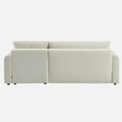 3-Sitzer Schlafsofa mit beidseitig montierbarer Recamiere, Stoffbezug und Stauraum