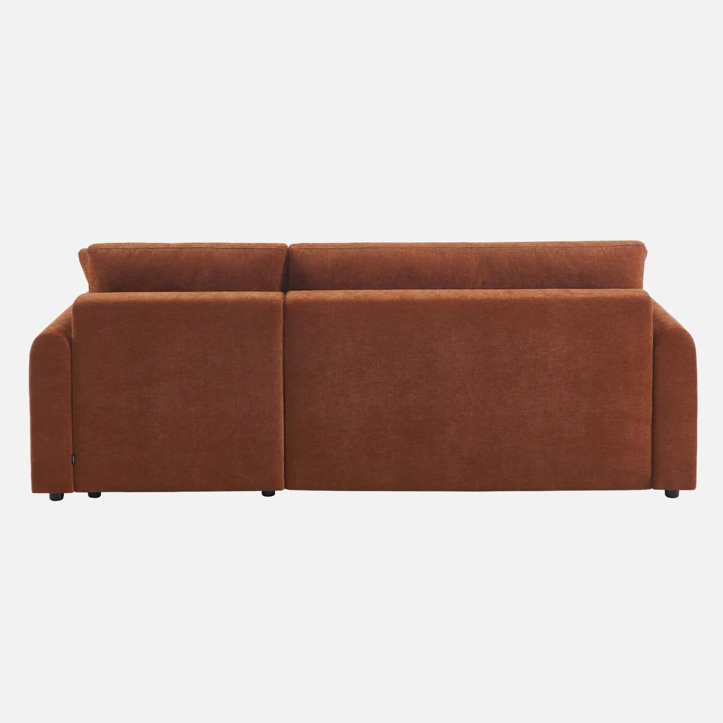 3-Sitzer Schlafsofa mit beidseitig montierbarer Recamiere, Stoffbezug und Stauraum