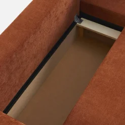 3-Sitzer Schlafsofa mit beidseitig montierbarer Recamiere, Stoffbezug und Stauraum