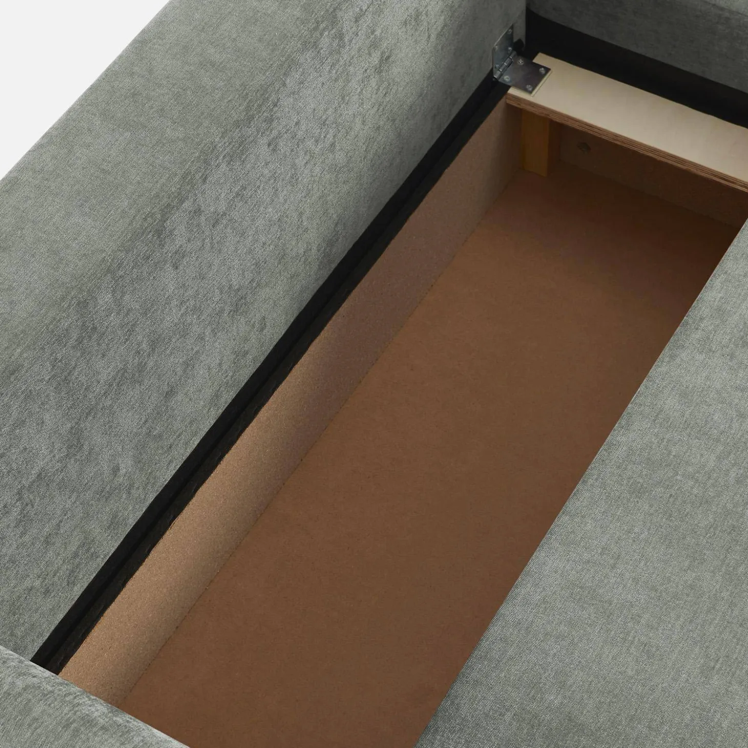 3-Sitzer Schlafsofa mit beidseitig montierbarer Recamiere, Stoffbezug und Stauraum