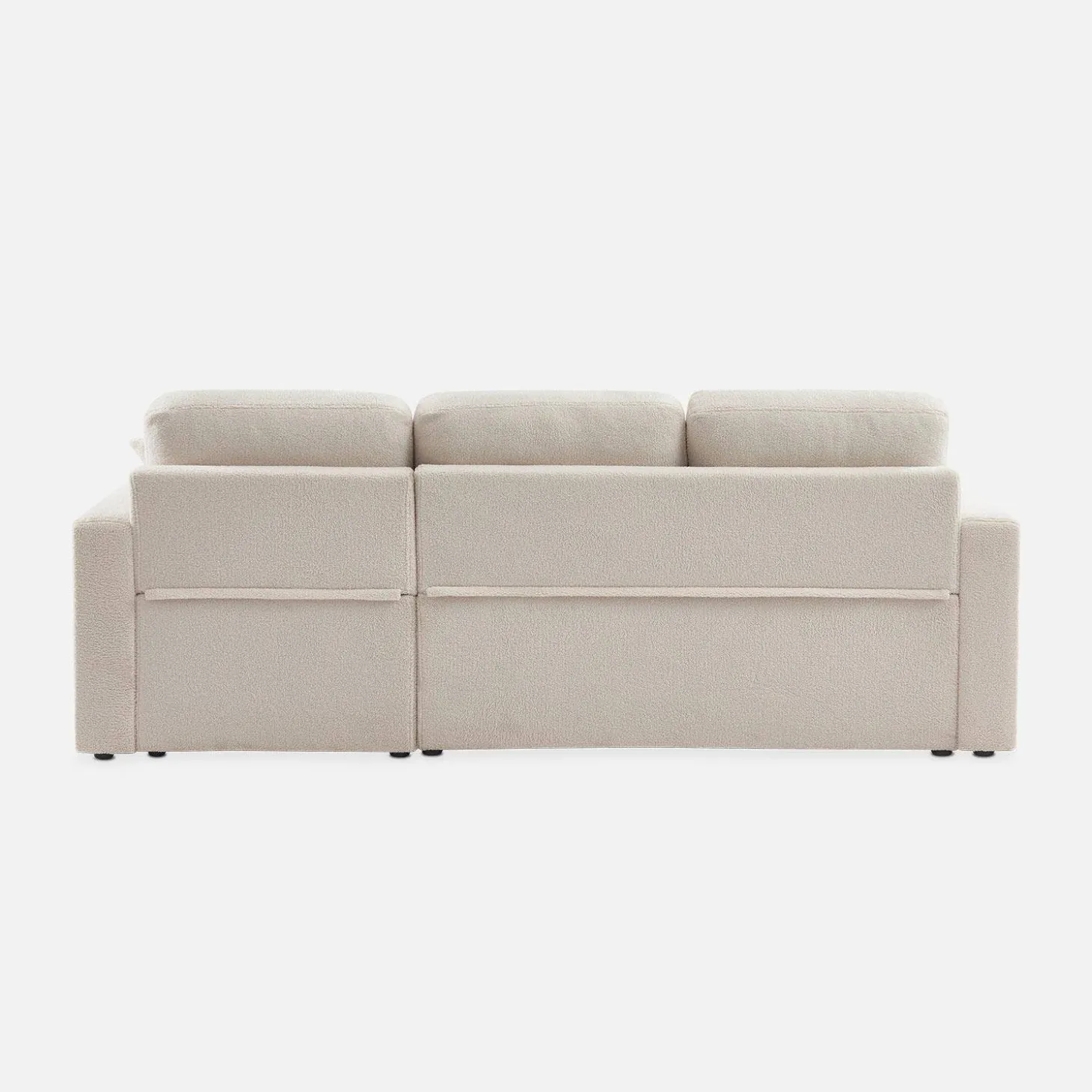 3-Sitzer Schlafsofa mit beidseitig montierbarer Recamiere und Bouclé-Bezug