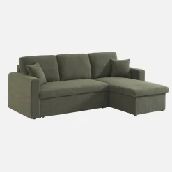 3-Sitzer Schlafsofa mit beidseitig montierbarer Recamiere und Bouclé-Bezug