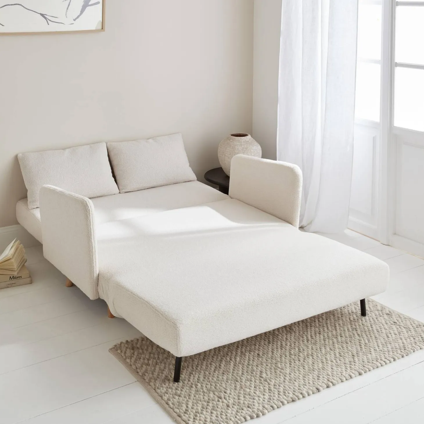 2-Sitzer Schlafsofa mit Bouclé-Bezug