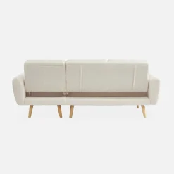 3-Sitzer Schlafsofa mit Bouclé-Bezug und beidseitig montierbarer Recamiere