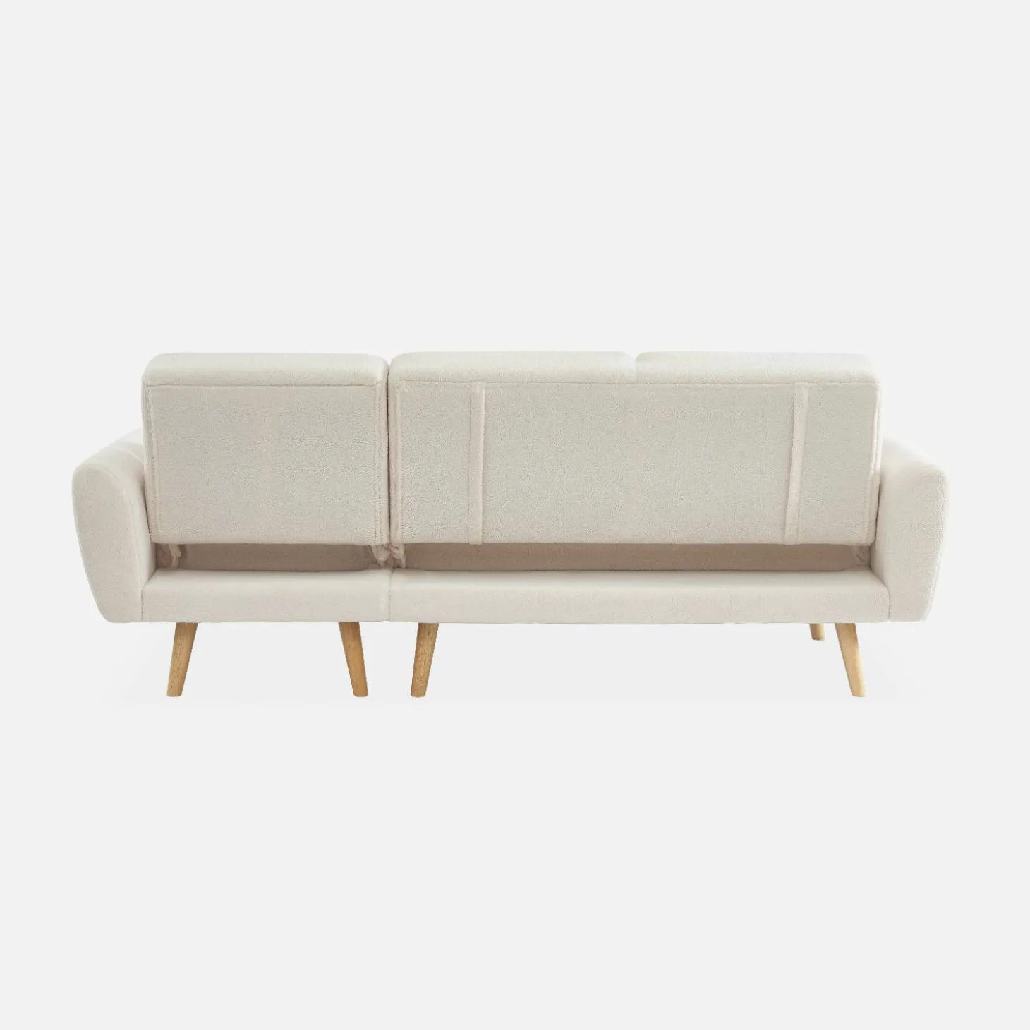 3-Sitzer Schlafsofa mit Bouclé-Bezug und beidseitig montierbarer Recamiere