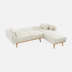 3-Sitzer Schlafsofa mit Bouclé-Bezug und beidseitig montierbarer Recamiere