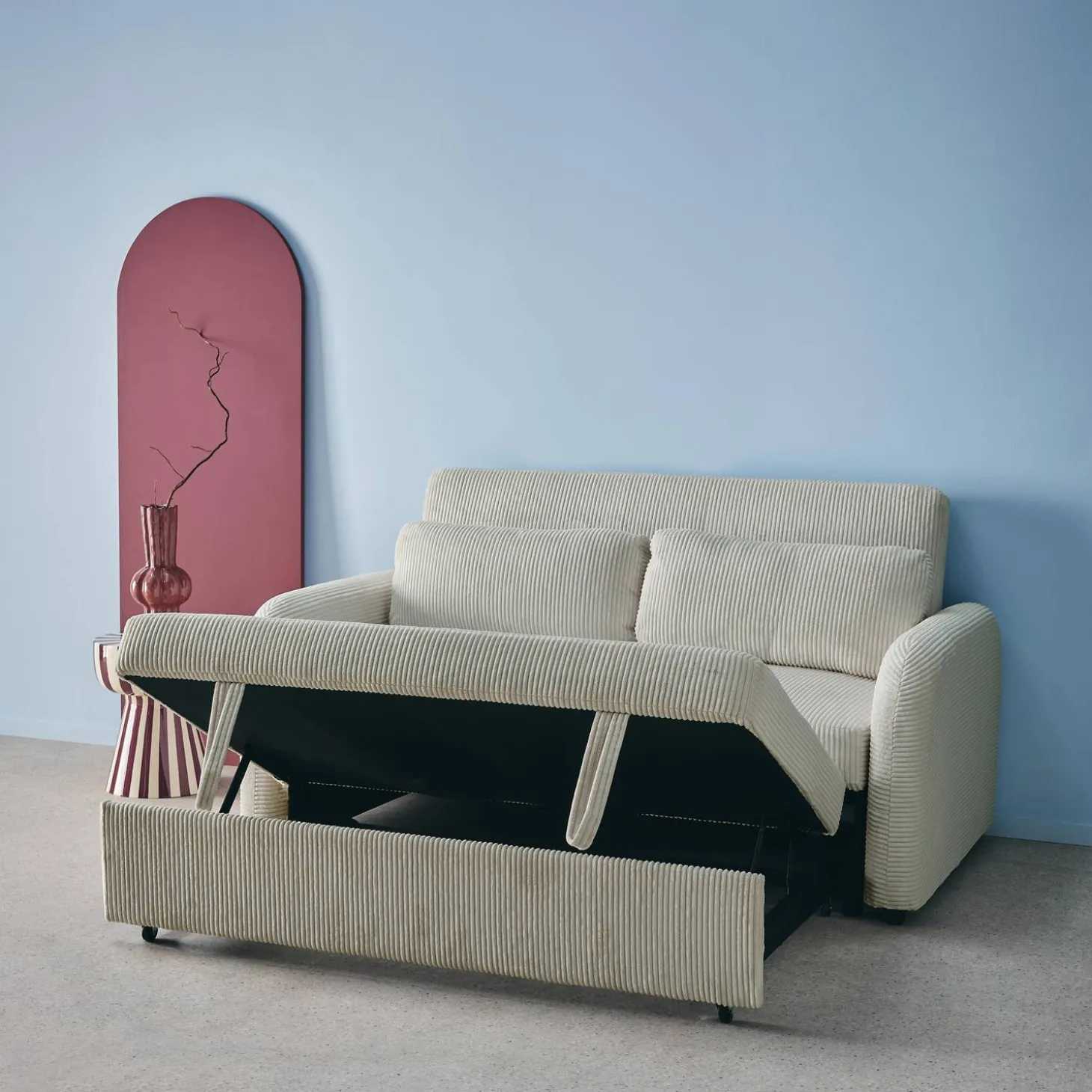2-Sitzer Schlafsofa mit Cordbezug
