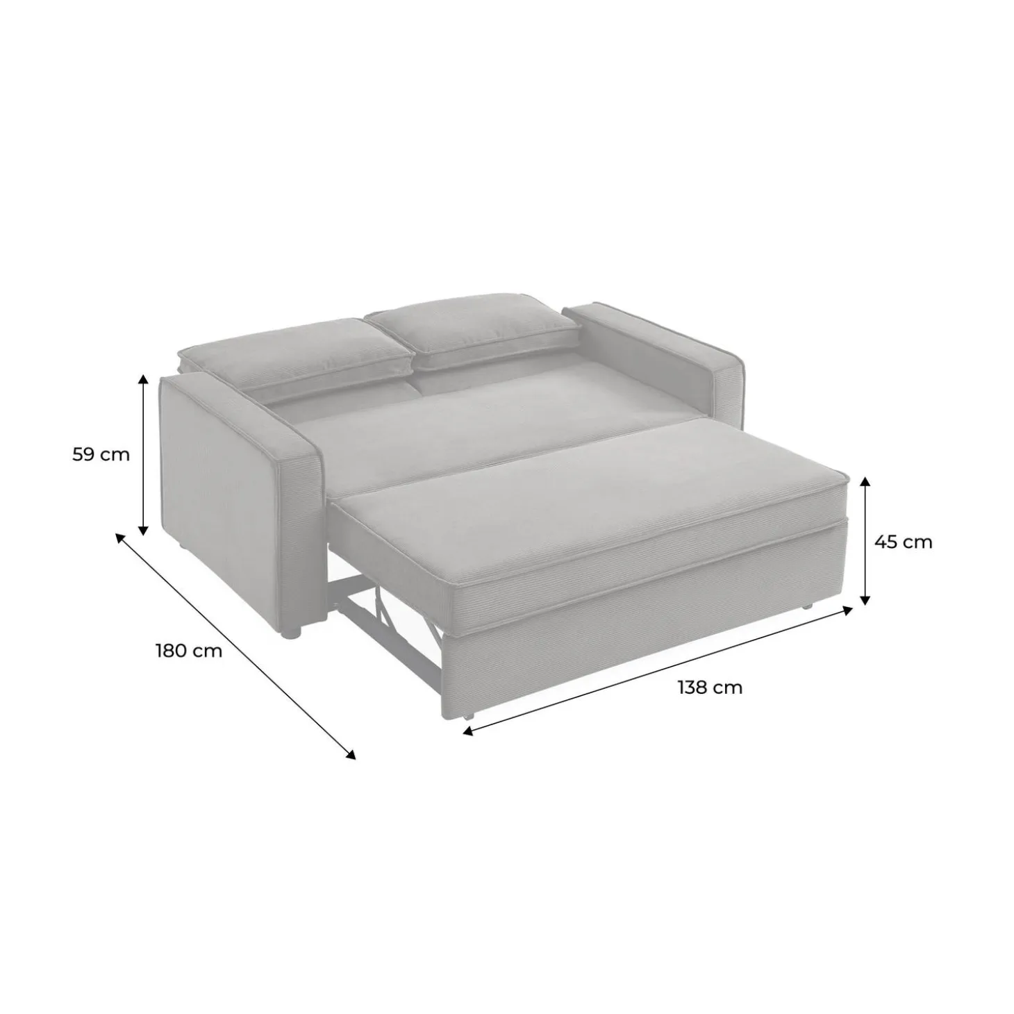 2-Sitzer Schlafsofa mit Cordbezug B 172,5 x T 91,5 x H 88,5cm