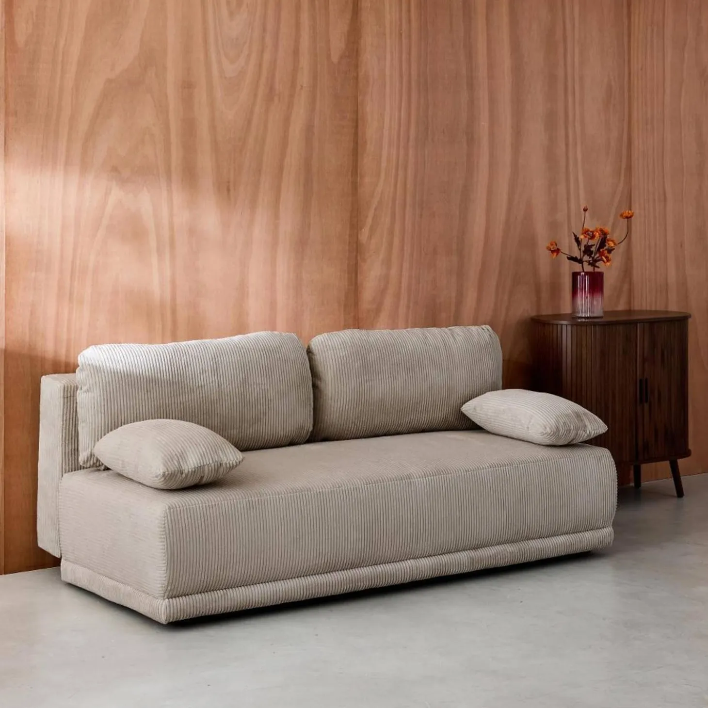 3-Sitzer Schlafsofa mit Cordbezug und Stauraum