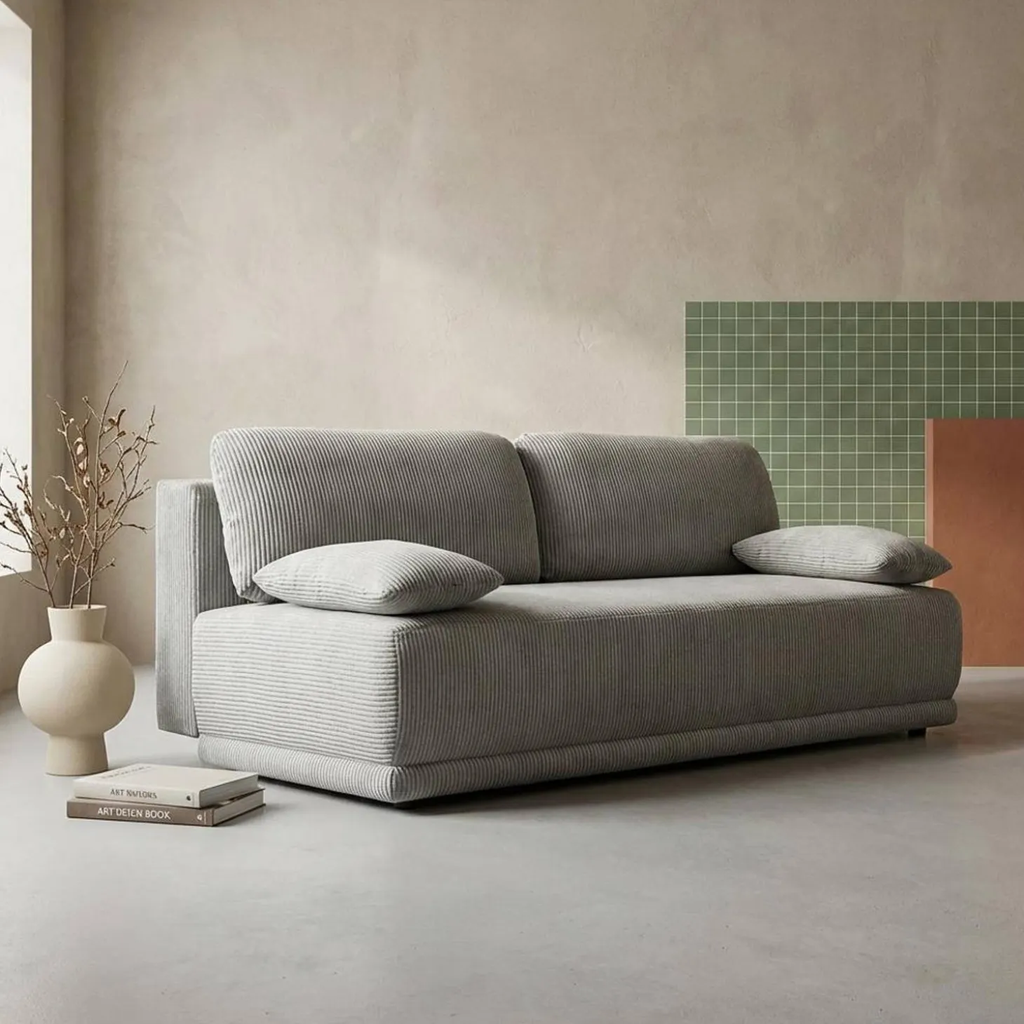 3-Sitzer Schlafsofa mit Cordbezug und Stauraum