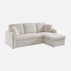 3-Sitzer Schlafsofa mit cremefarbenem Bouclé-Bezug