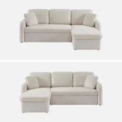 3-Sitzer Schlafsofa mit cremefarbenem Bouclé-Bezug