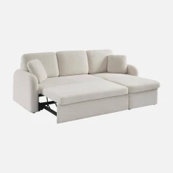 3-Sitzer Schlafsofa mit cremefarbenem Bouclé-Bezug