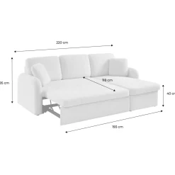3-Sitzer Schlafsofa mit cremefarbenem Bouclé-Bezug