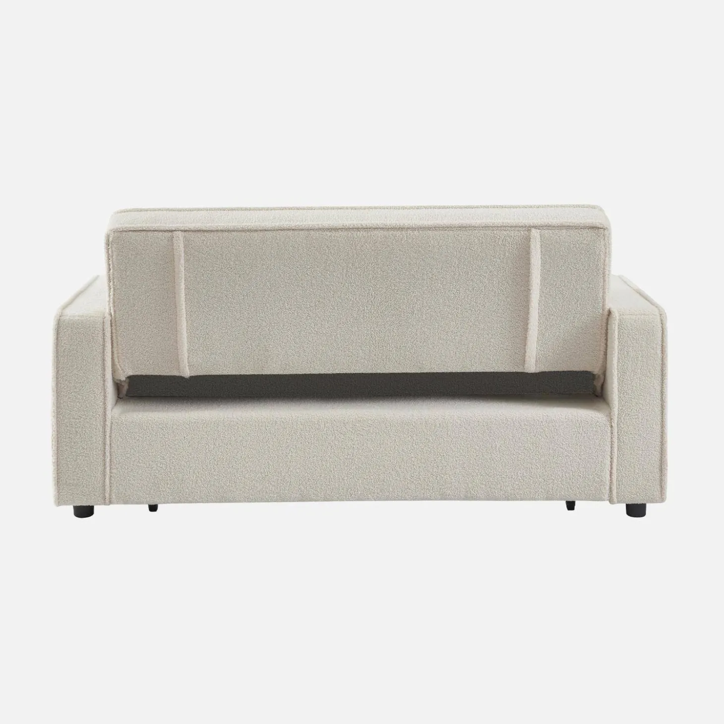 2-Sitzer Schlafsofa mit cremeweißem Bouclé-Bezug