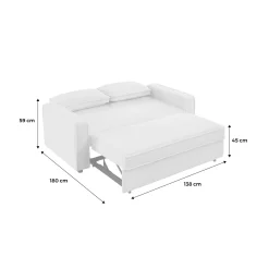2-Sitzer Schlafsofa mit cremeweißem Bouclé-Bezug