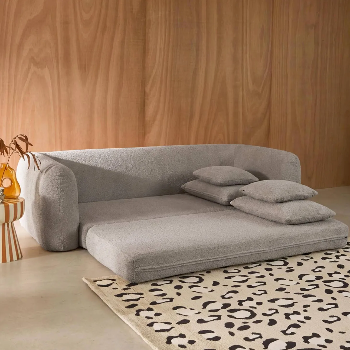 3-Sitzer-Schlafsofa mit strukturiertem Bouclé-Bezug