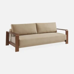3-Sitzer Schlafsofa mit wasserabweisendem Stoff und Armlehnen aus Holz