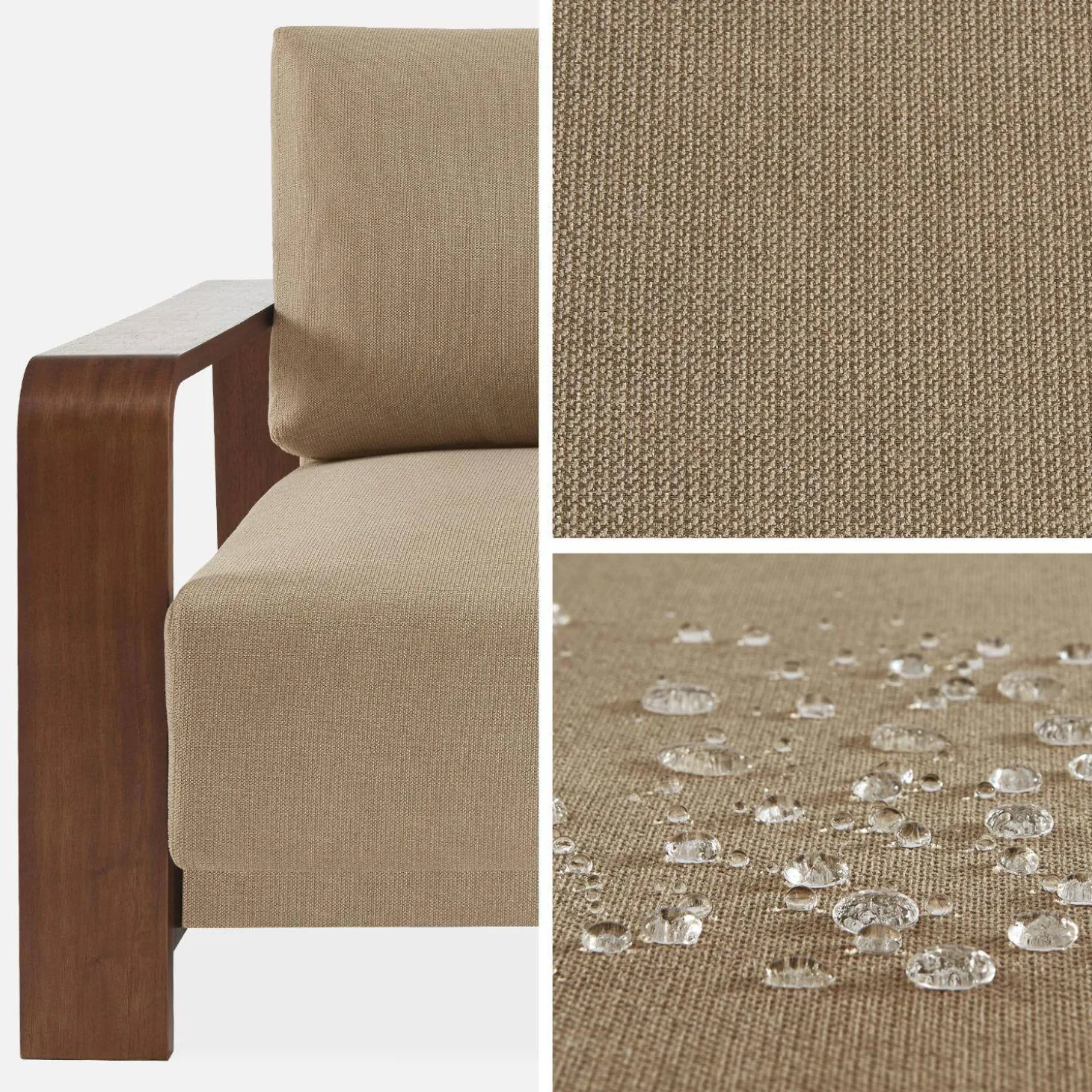 3-Sitzer Schlafsofa mit wasserabweisendem Stoff und Armlehnen aus Holz
