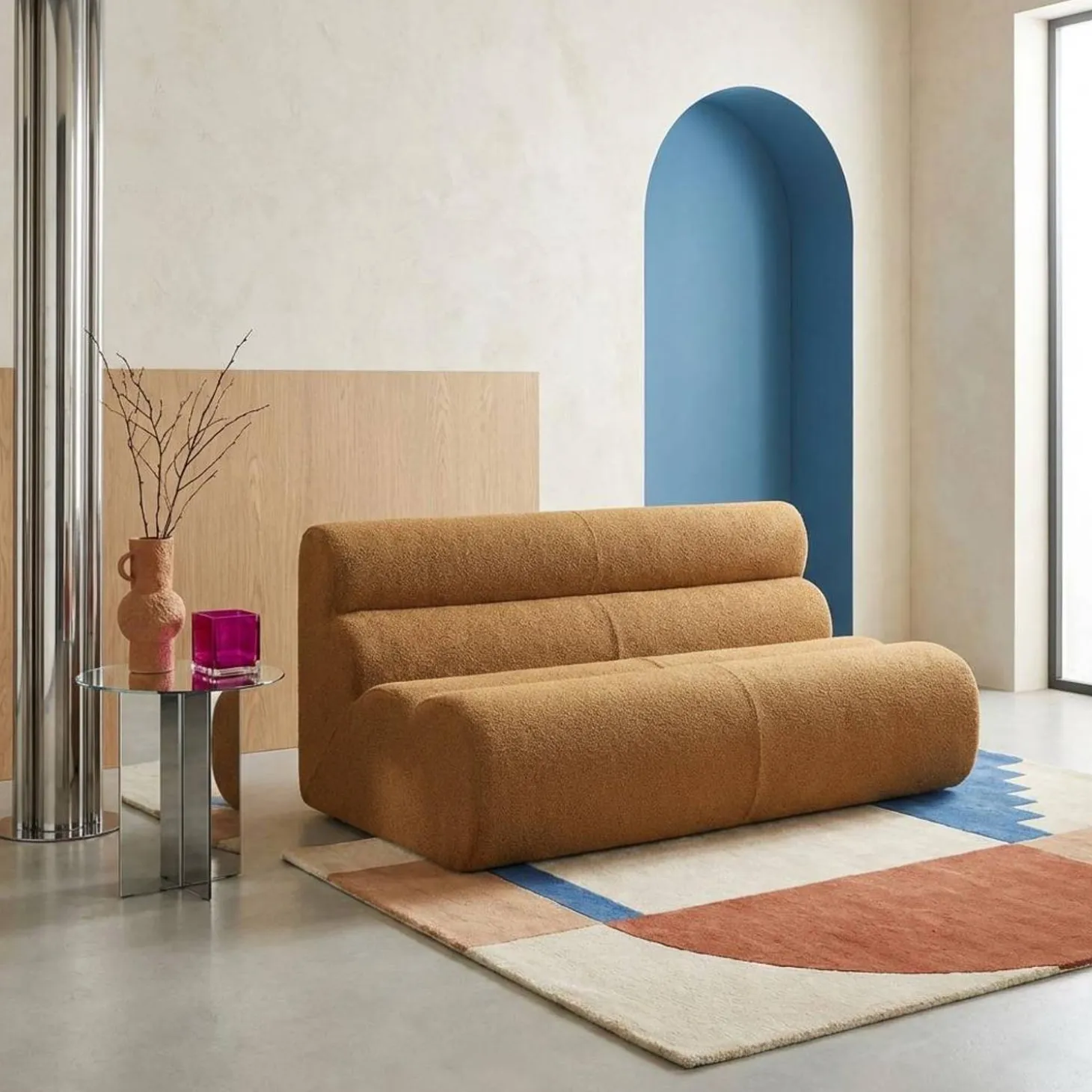 2-Sitzer Sessel mit strukturiertem Bouclé-Bezug