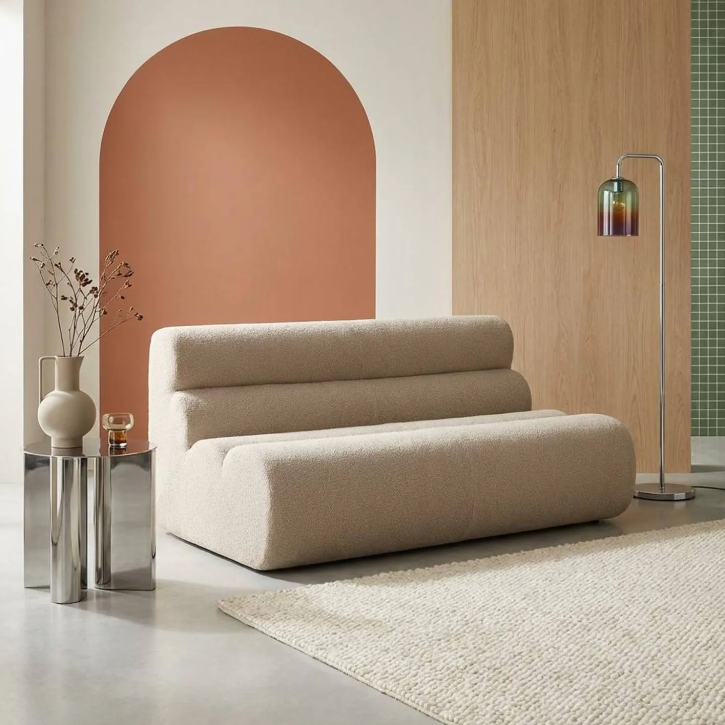 2-Sitzer Sessel mit strukturiertem Bouclé-Bezug