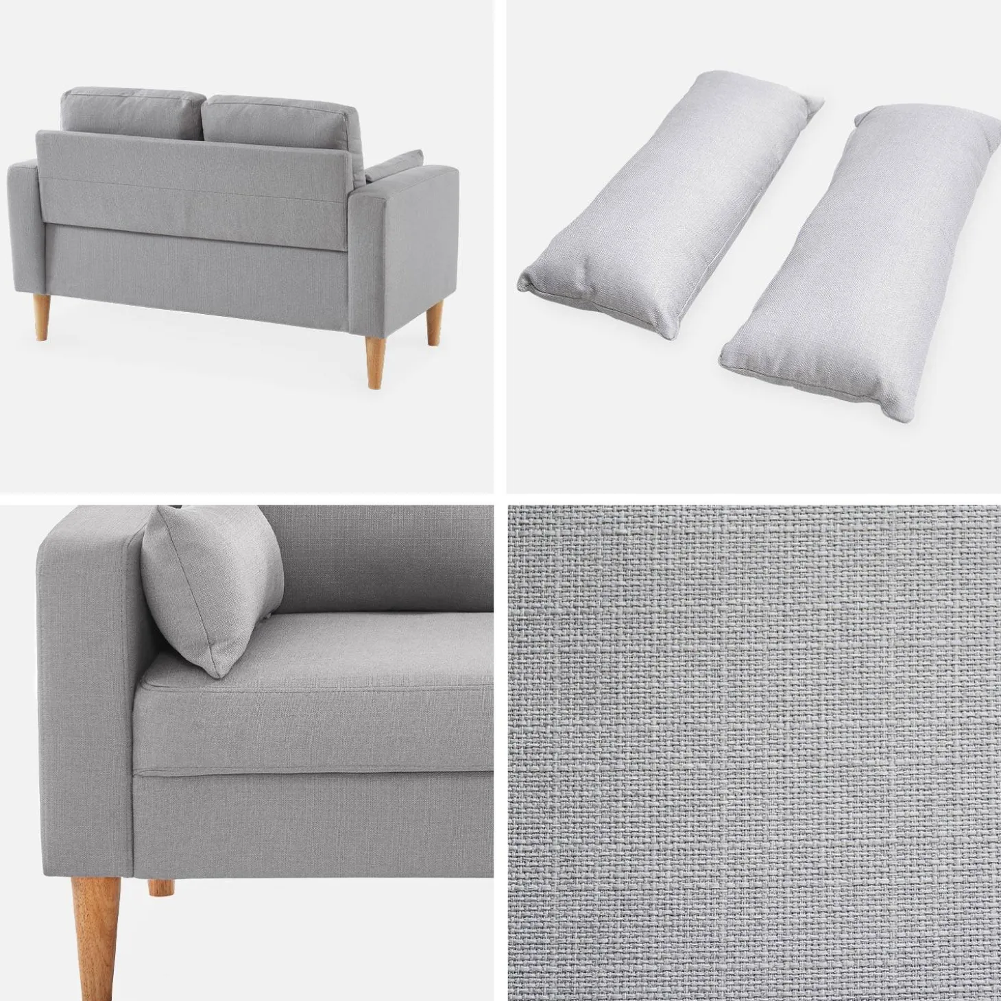 2-Sitzer Sofa, Bezug aus Polyester, Füße aus Holz