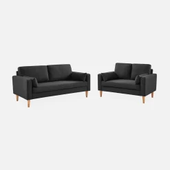 2-Sitzer Sofa, Bezug aus Polyester, Füße aus Holz