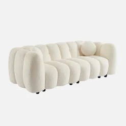 3-Sitzer-Sofa im Muscheldesign mit Bouclé-Bezug