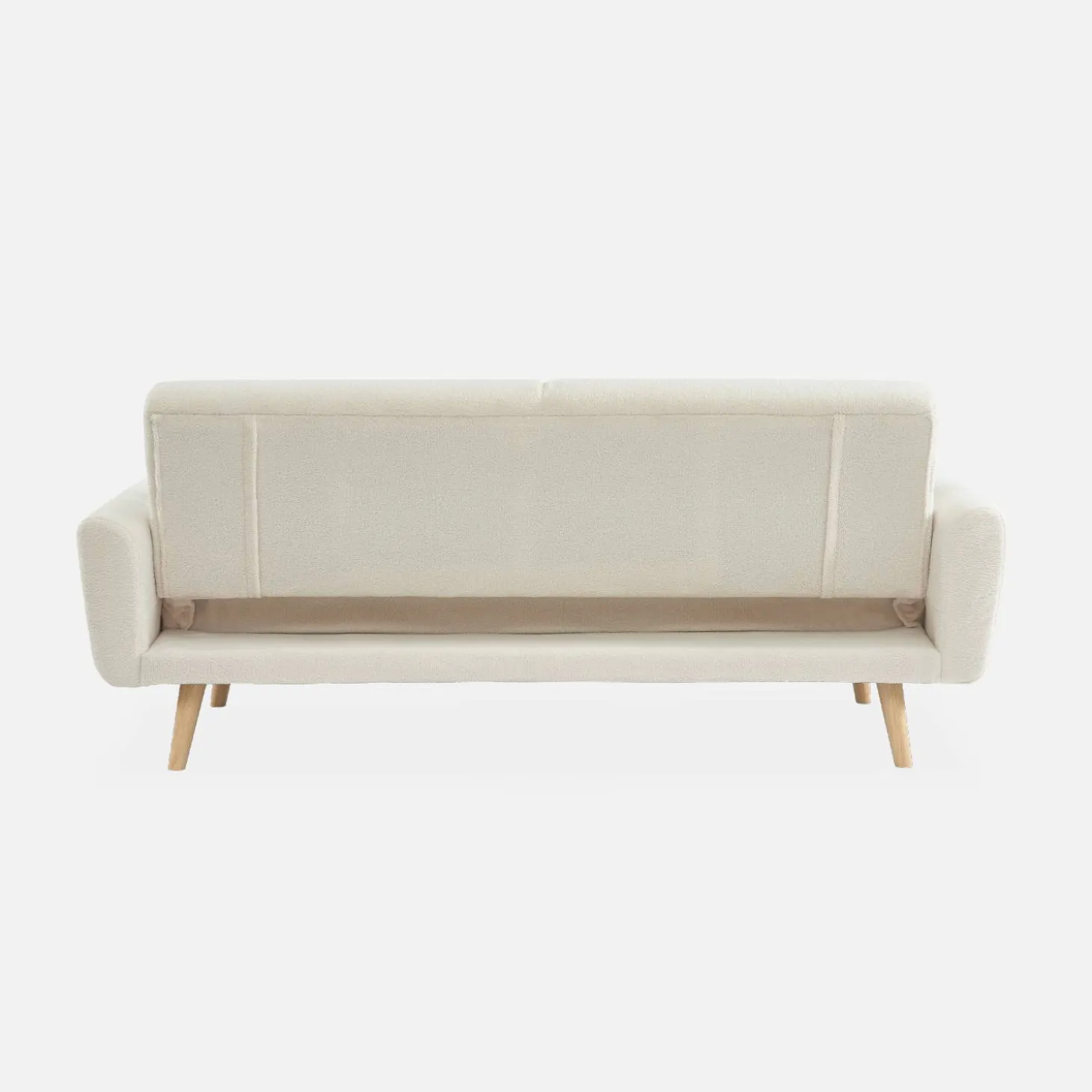 2-3-Sitzer Sofa mit Bouclé-Bezug Schlaffunktion und Holzbeinen