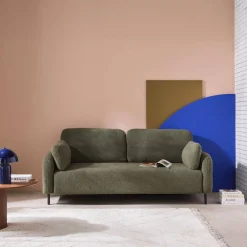 3-Sitzer Sofa mit Bouclé-Bezug und Metallfüßen