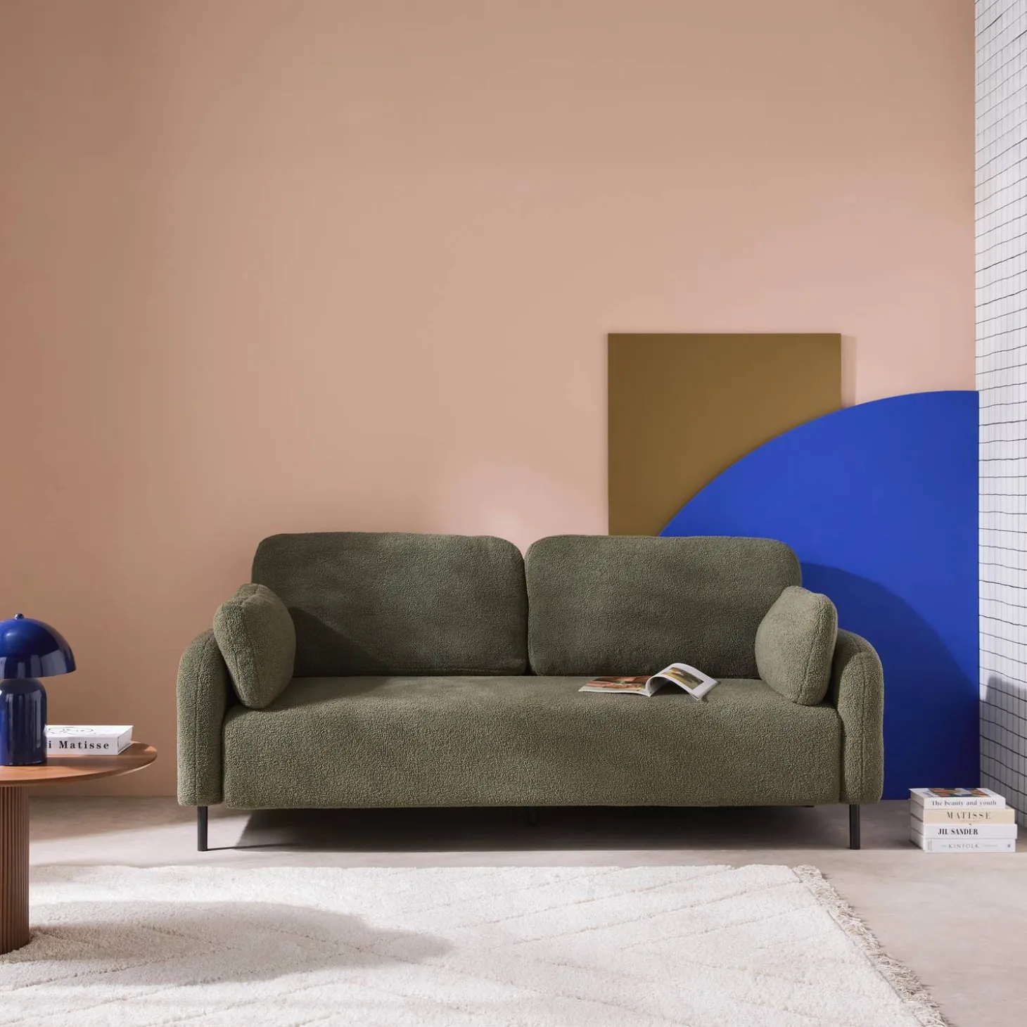 3-Sitzer Sofa mit Bouclé-Bezug und Metallfüßen