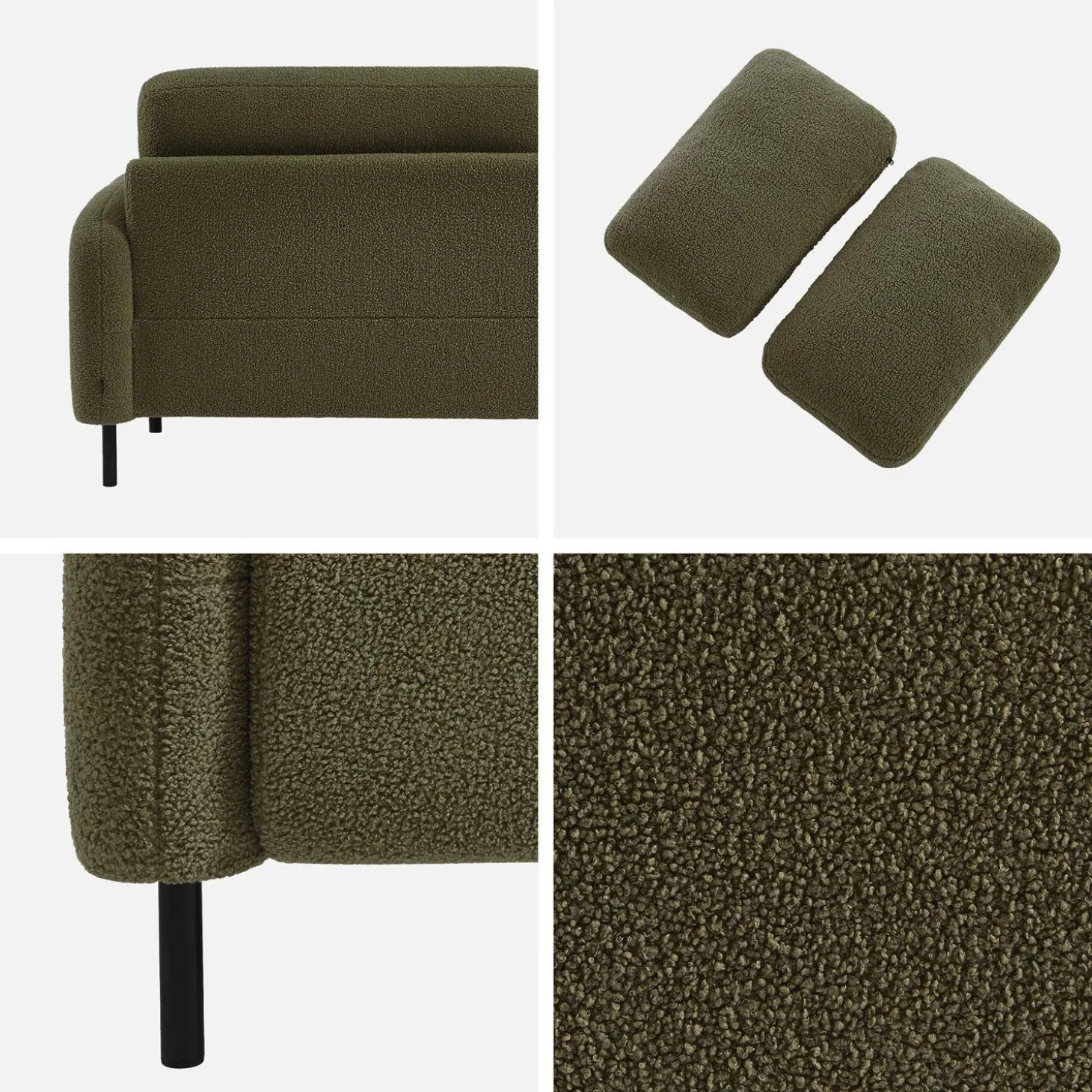 3-Sitzer Sofa mit Bouclé-Bezug und Metallfüßen