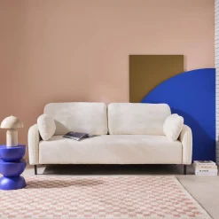 3-Sitzer Sofa mit Bouclé-Bezug und Metallfüßen