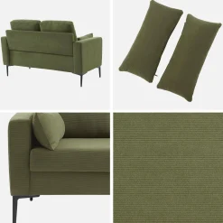 2-Sitzer-Sofa, mit Cordbezug und Metallfüßen