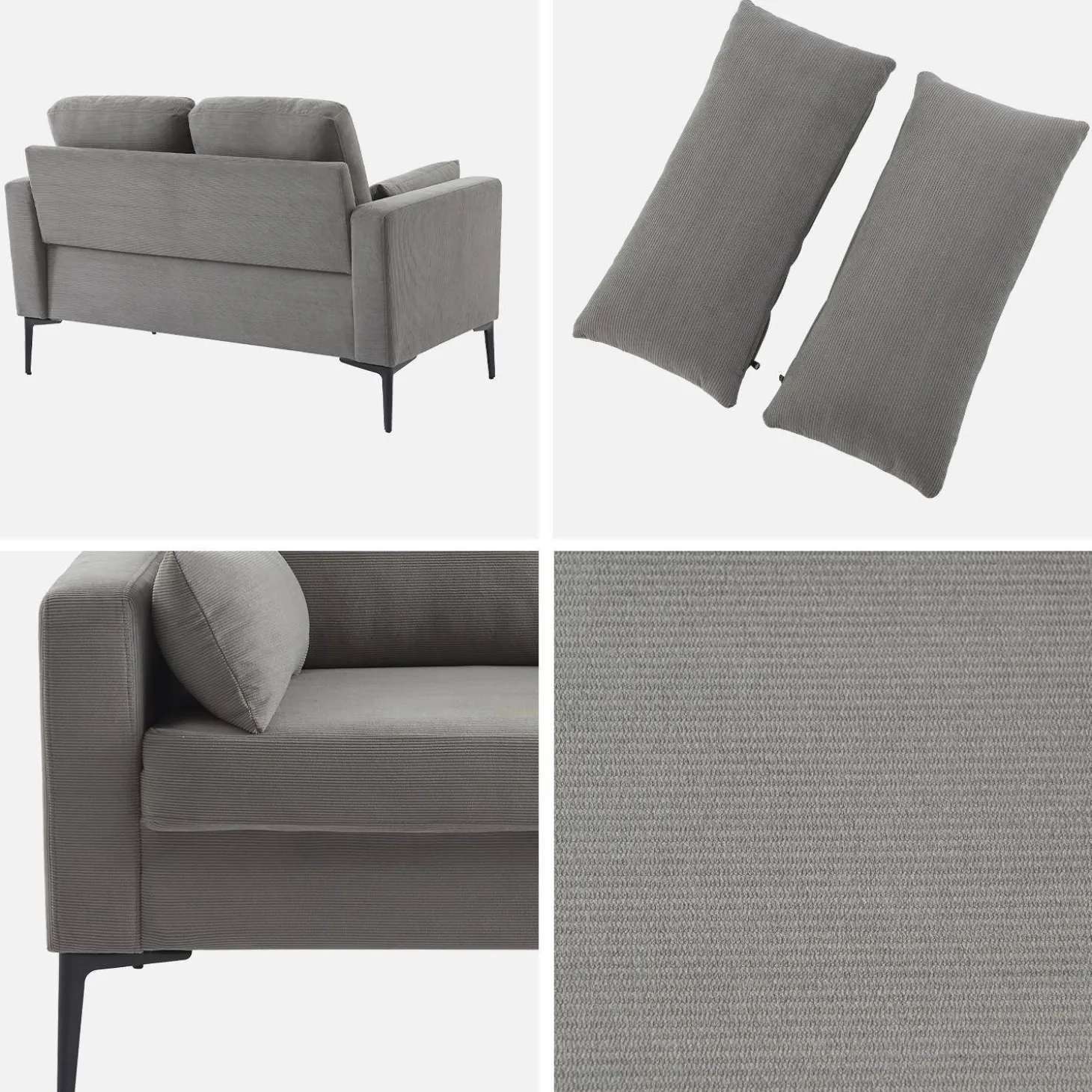 2-Sitzer-Sofa, mit Cordbezug und Metallfüßen