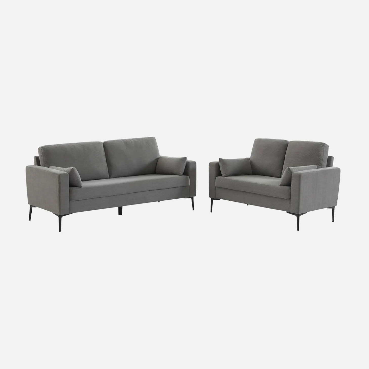 2-Sitzer-Sofa, mit Cordbezug und Metallfüßen