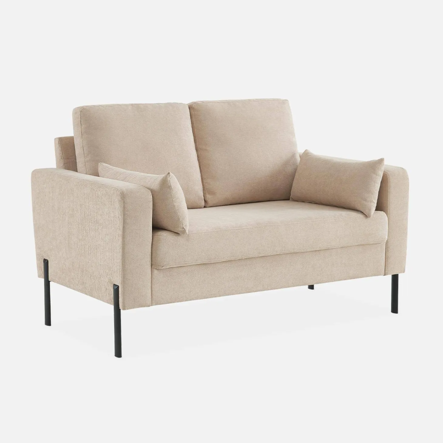 2-Sitzer-Sofa, mit Cordbezug und Metallfüßen