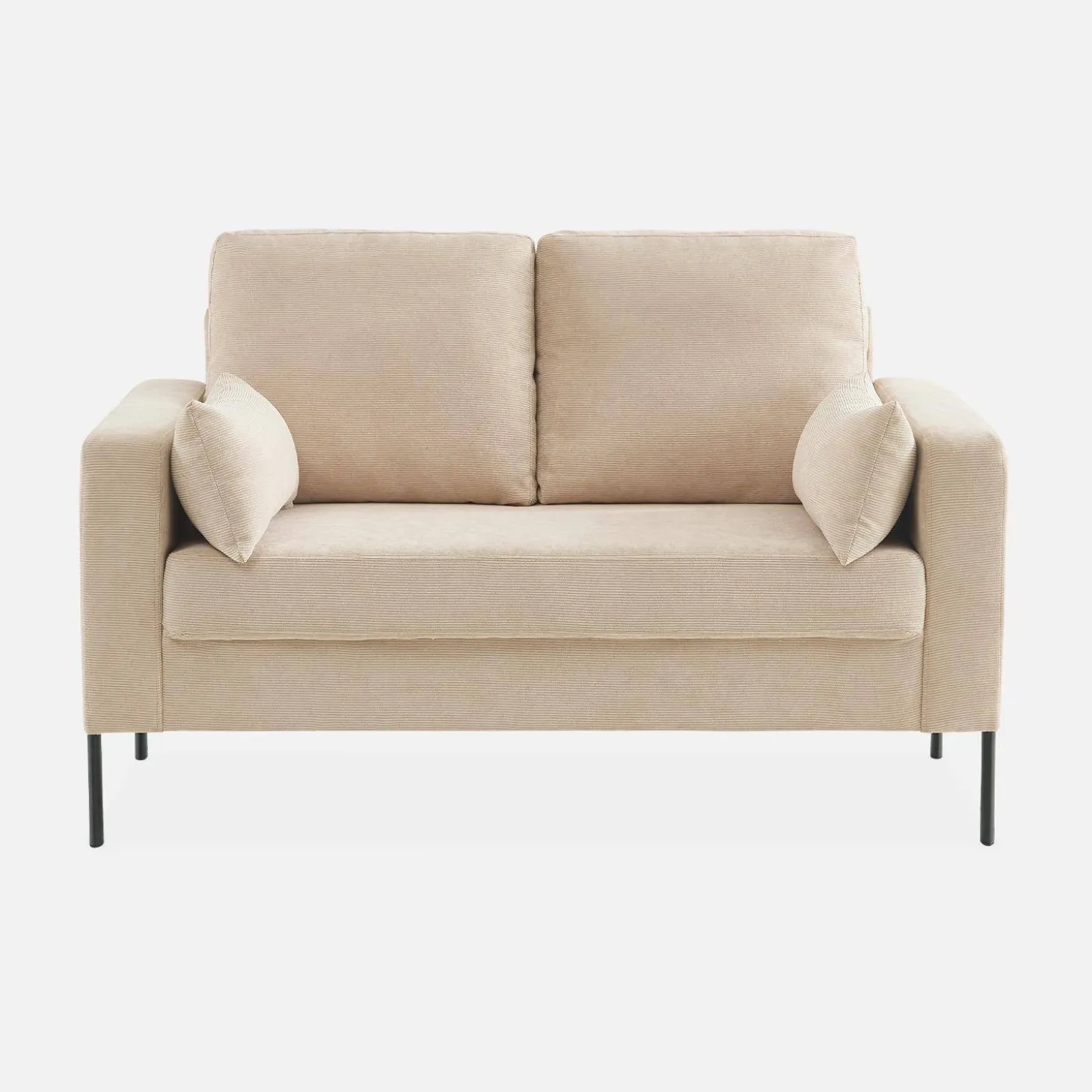 2-Sitzer-Sofa, mit Cordbezug und Metallfüßen