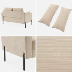 2-Sitzer-Sofa, mit Cordbezug und Metallfüßen