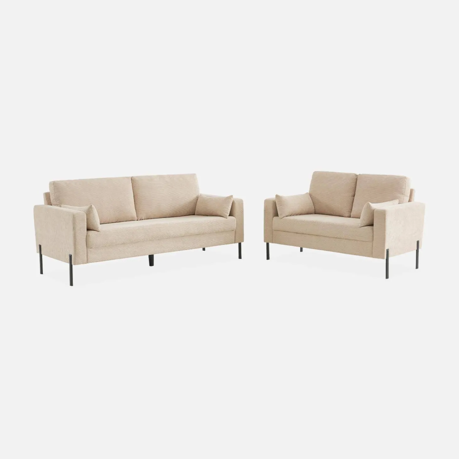 2-Sitzer-Sofa, mit Cordbezug und Metallfüßen
