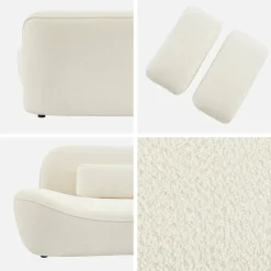 3-Sitzer Sofa mit cremeweißem Bouclébezug