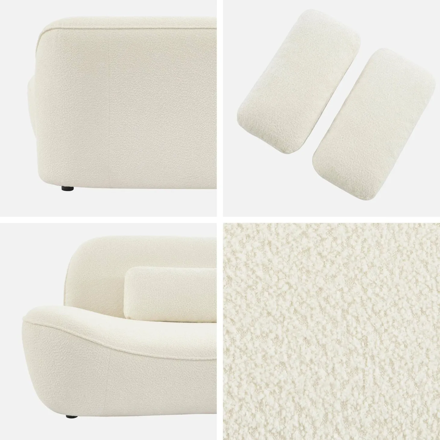 3-Sitzer Sofa mit cremeweißem Bouclébezug