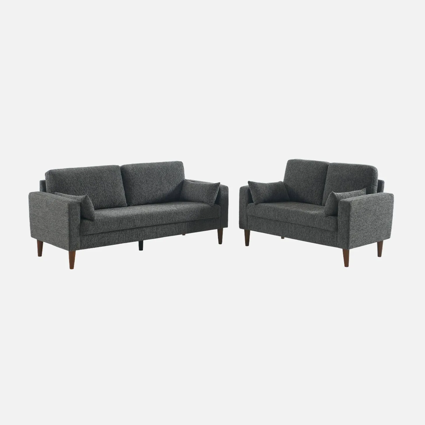 2-Sitzer Sofa mit Heveaholz und Chenille-Bezug