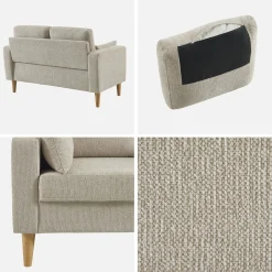 2-Sitzer Sofa mit Heveaholz und Chenille-Bezug