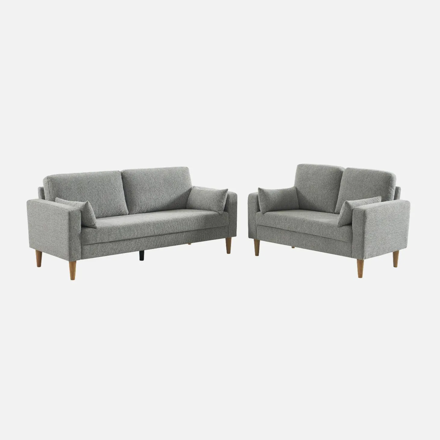 2-Sitzer Sofa mit Heveaholz und Chenille-Bezug