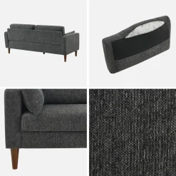 3-Sitzer Sofa mit Heveaholz und Chenille-Bezug
